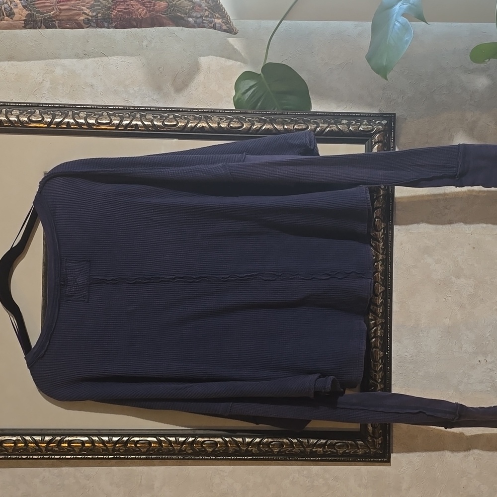 #256. NWT Free People We The Free Microphone Drop Thermal In Navy/marin - Picture 5 of 7